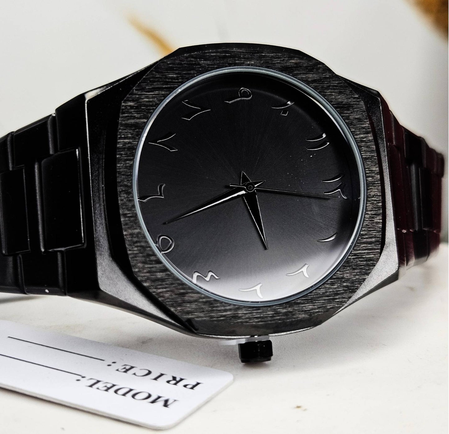 Premium Quality Black Arabic Aura Watch – Stainless Steel Edition