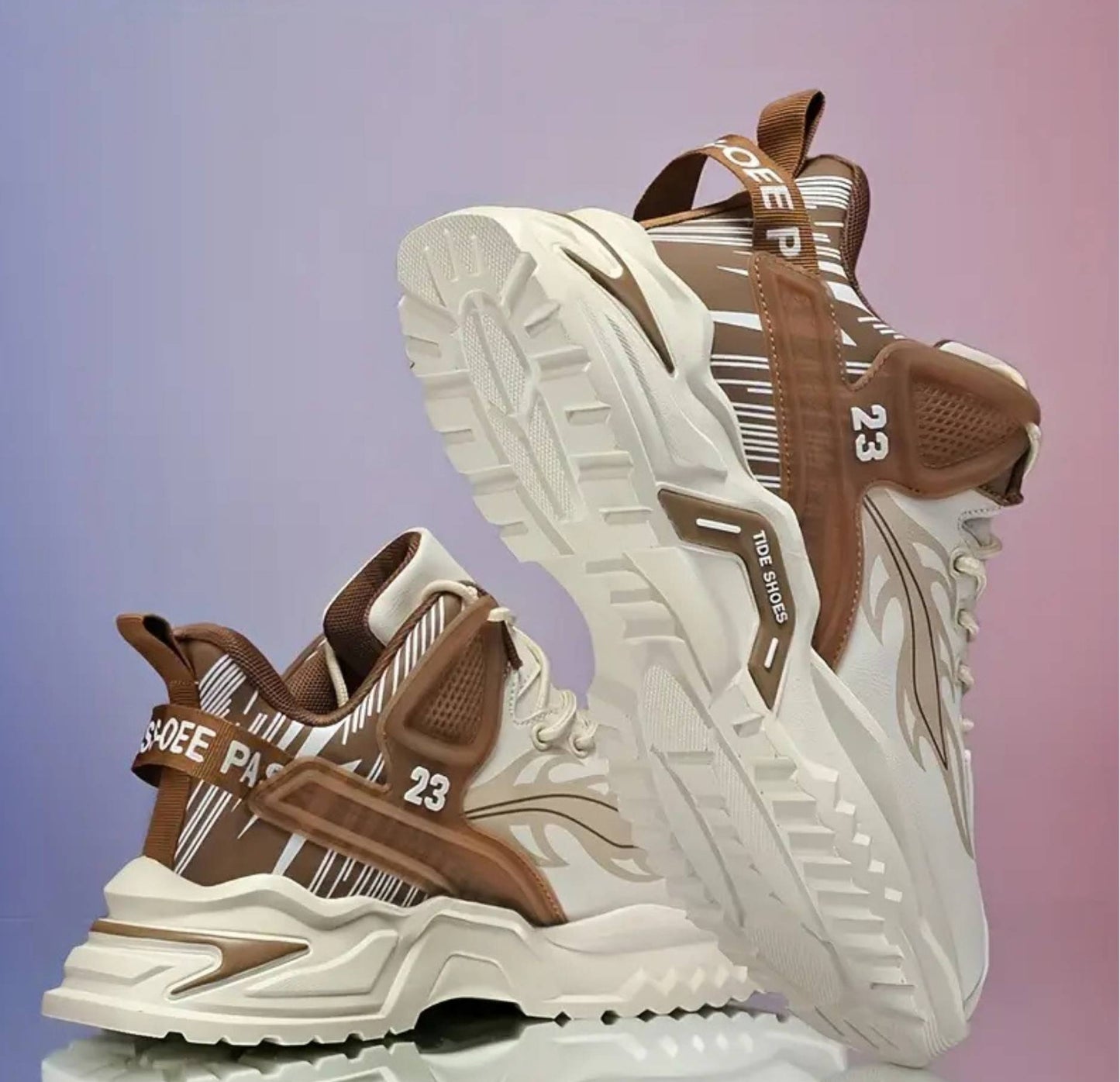 Men's Sneakers – Non-Slip, Faux Leather, Lace-Up, Perfect for Fall/Winter.