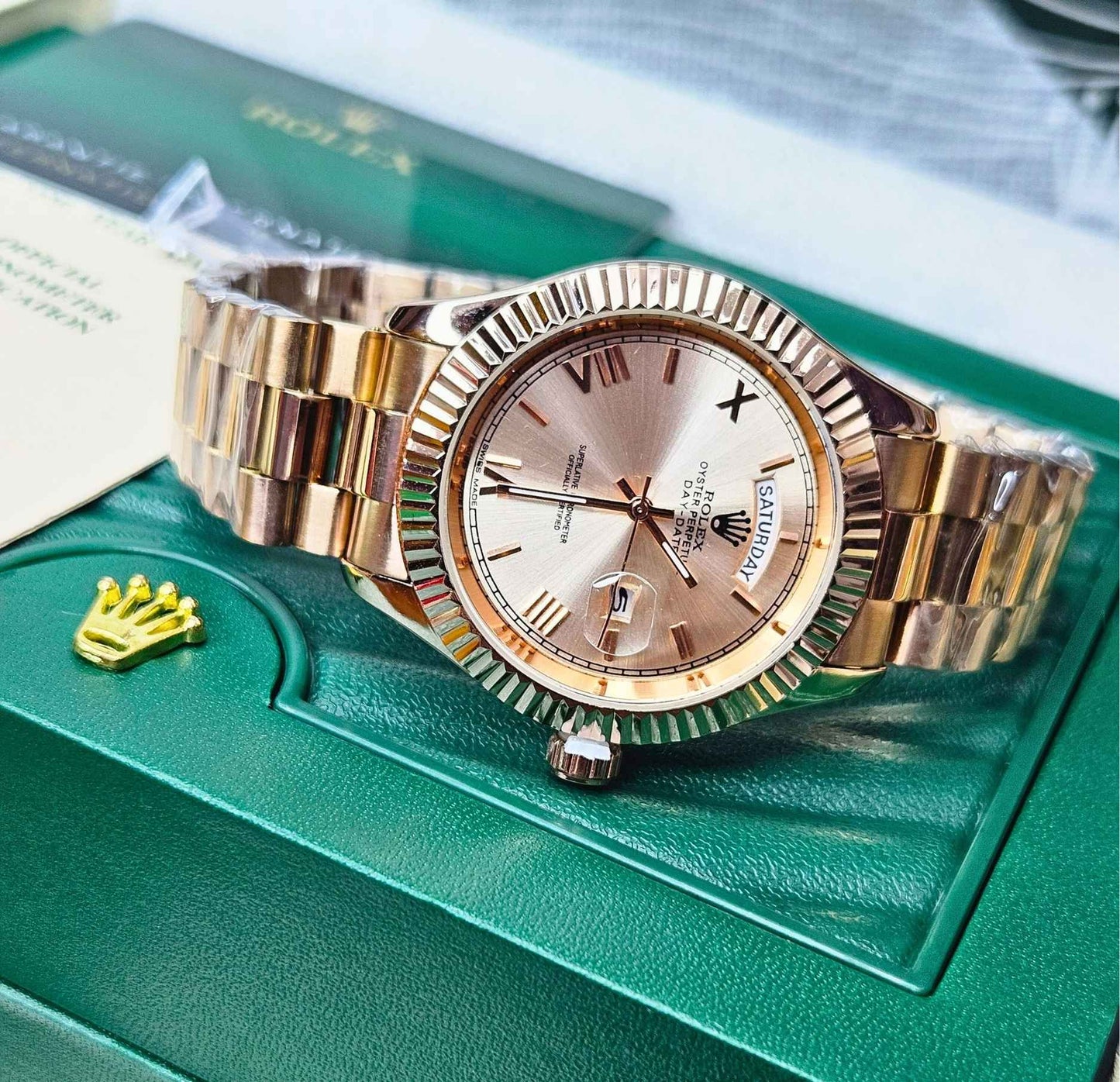 Luxury RLX Oyster Perpetual Rose Gold Date & Day Limited Edition