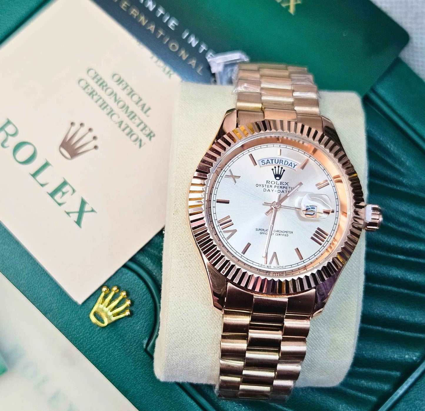 Luxury RLX Oyster Perpetual Rose Gold Date & Day Limited Edition