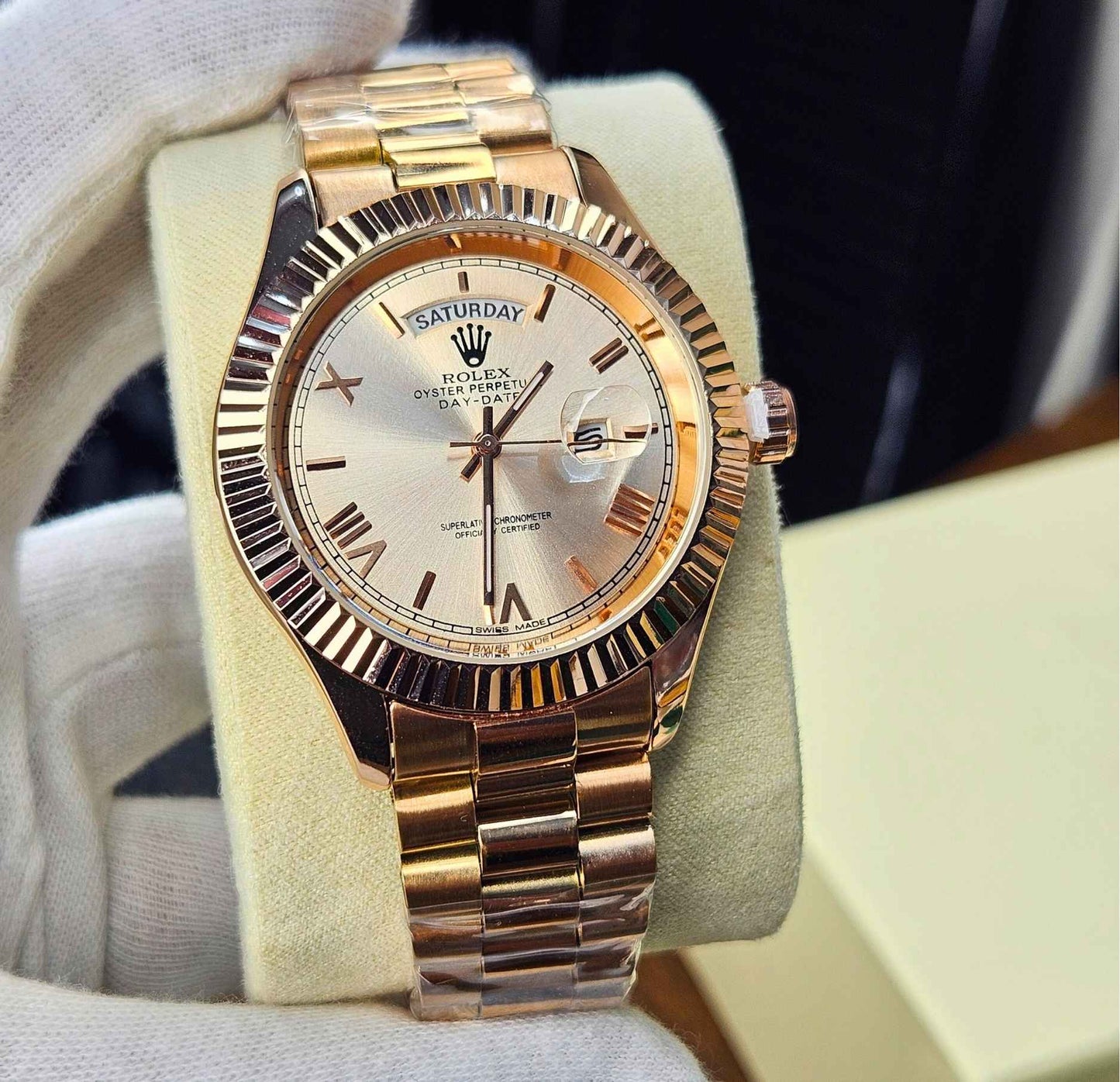Luxury RLX Oyster Perpetual Rose Gold Date & Day Limited Edition