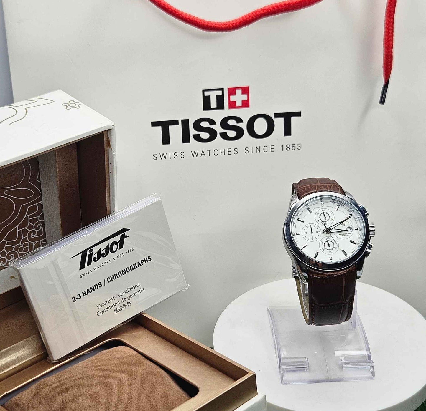 Tissot Chronograph Master Quality Luxury Watch White Dial-Edition
