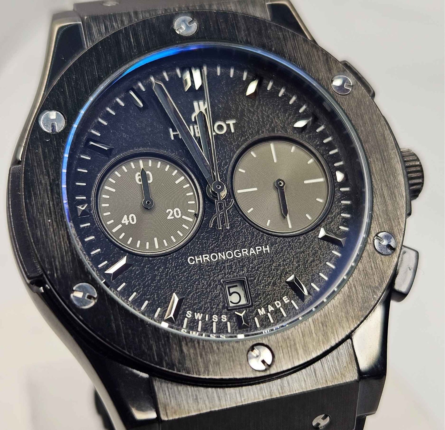 Hublot Geneve Swiss Quartz Chronograph Branded Luxury Watch Black-Edition