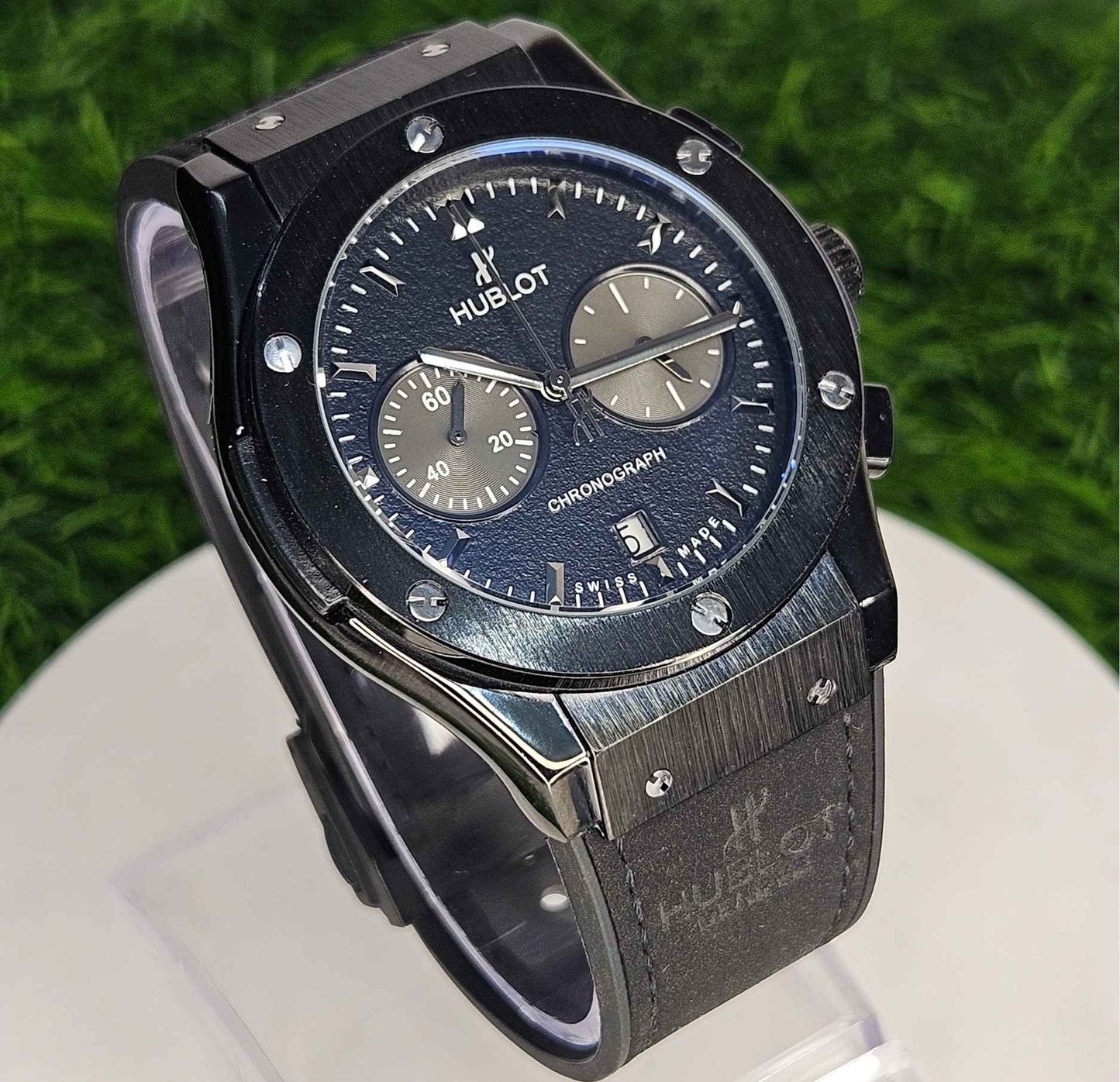 Hublot Geneve Swiss Quartz Chronograph Branded Luxury Watch Black-Edition