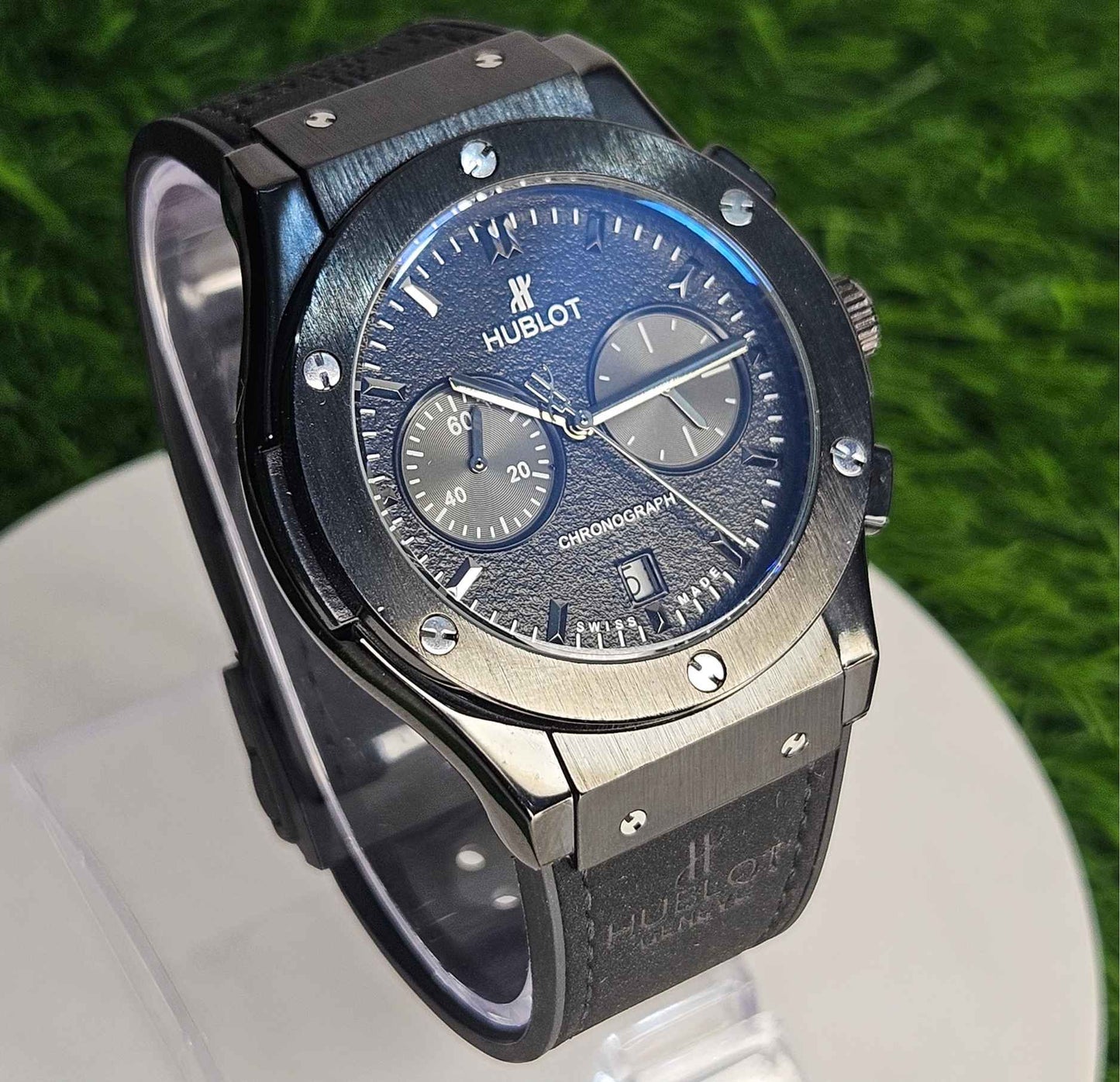 Hublot Geneve Swiss Quartz Chronograph Branded Luxury Watch Black-Edition