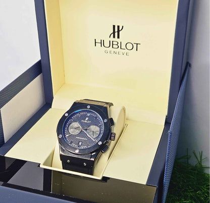 Hublot Geneve Swiss Quartz Chronograph Branded Luxury Watch Black-Edition