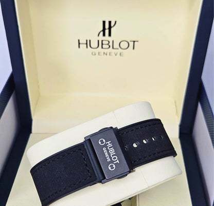 Hublot Geneve Swiss Quartz Chronograph Branded Luxury Watch Black-Edition
