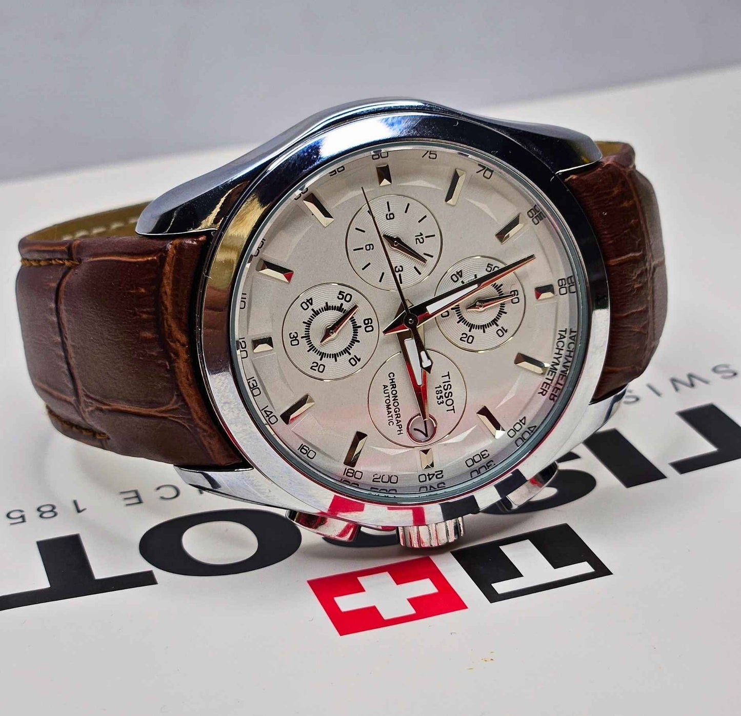 Tissot Chronograph Master Quality Luxury Watch White Dial-Edition