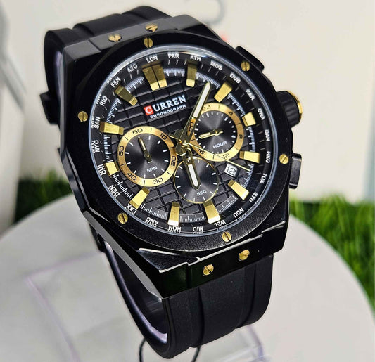 CURREN Chronograph Original Branded Luxury Watch Black-Edition