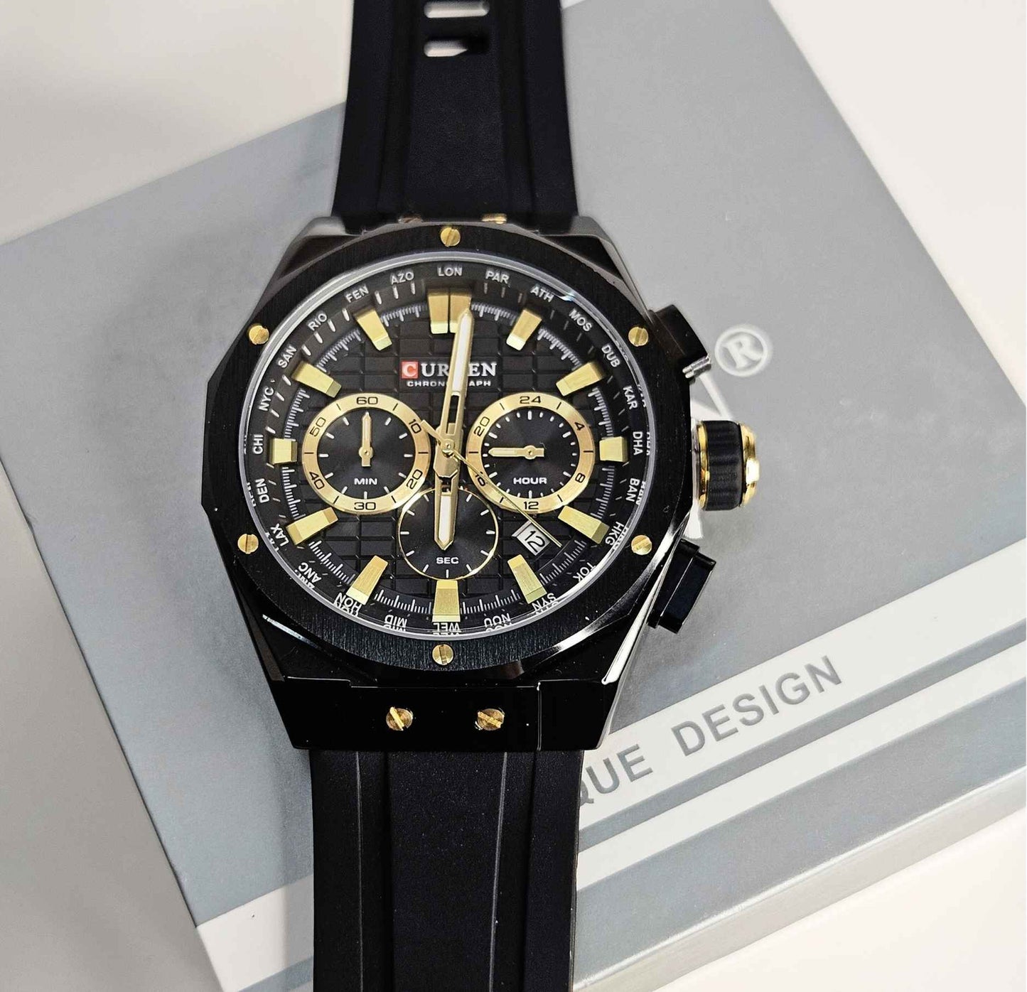 CURREN Chronograph Original Branded Luxury Watch Black-Edition