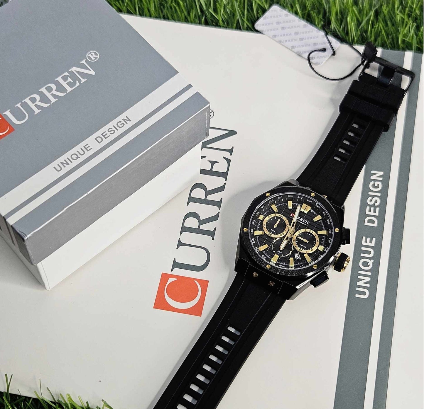 CURREN Chronograph Original Branded Luxury Watch Black-Edition