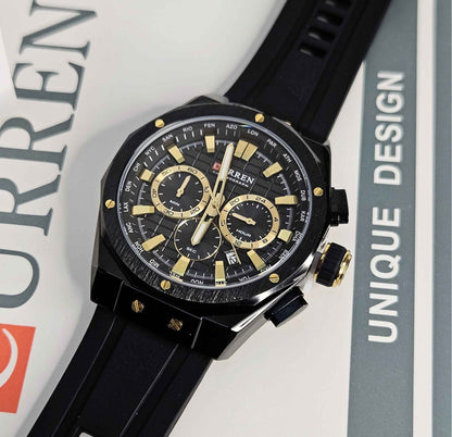 CURREN Chronograph Original Branded Luxury Watch Black-Edition