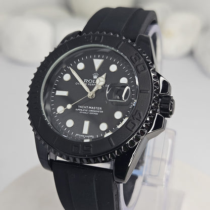 Rolex (Masterpiece) Rose Gold Yacht-Master - Black Dial - Oyster flex Strap