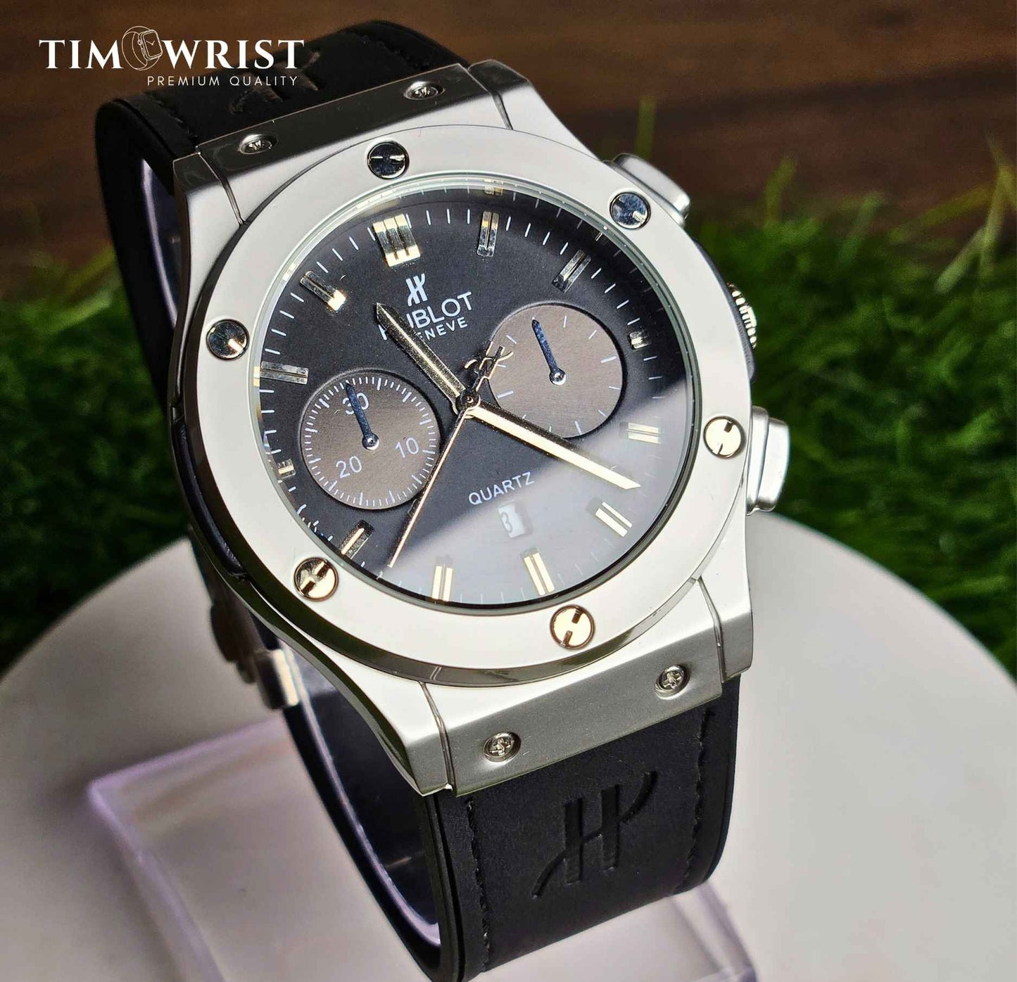 Hublot-Inspired Brown Dial | Silver Case with Brown Leather Strap