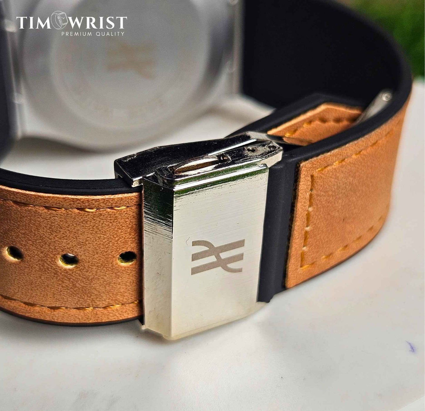 Hublot-Inspired Brown Dial | Silver Case with Brown Leather Strap
