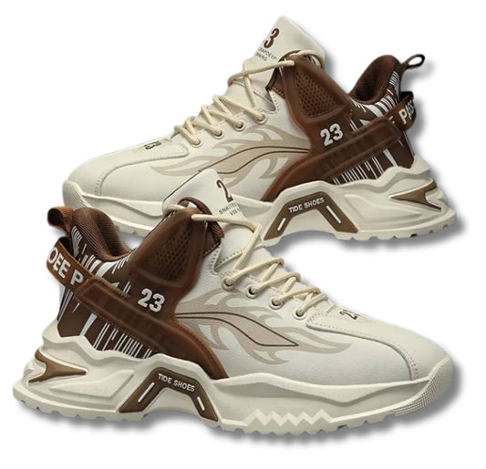 Men's Sneakers – Non-Slip, Faux Leather, Lace-Up, Perfect for Fall/Winter.
