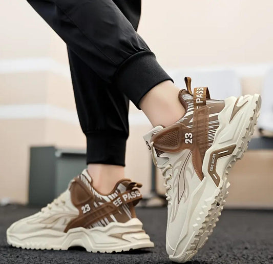 Men's Sneakers – Non-Slip, Faux Leather, Lace-Up, Perfect for Fall/Winter.