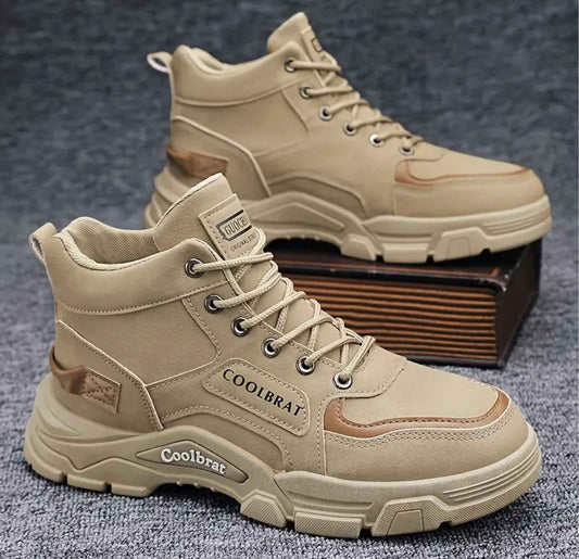 Men's Sneakers Durable Walking Boots Lace-up Boots - Comfortable And Breathable