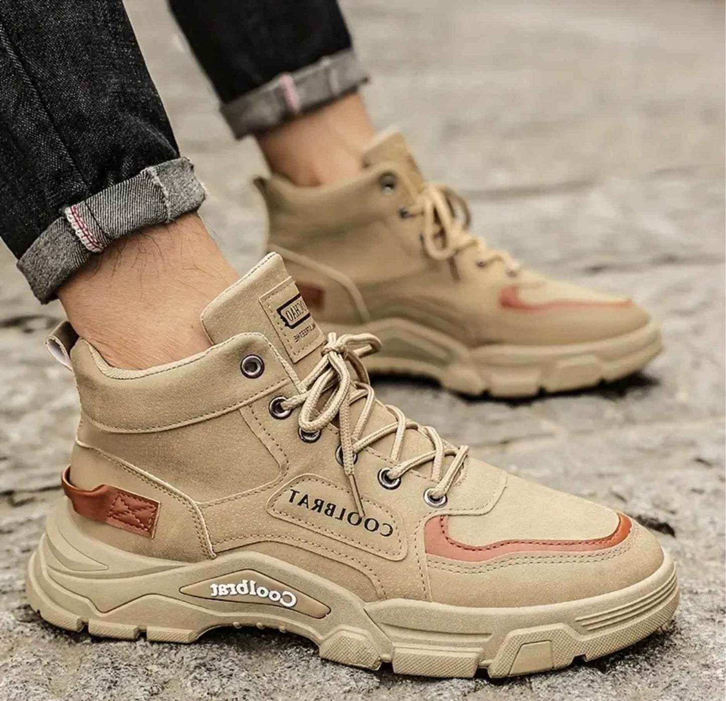 Men's Sneakers Durable Walking Boots Lace-up Boots - Comfortable And Breathable