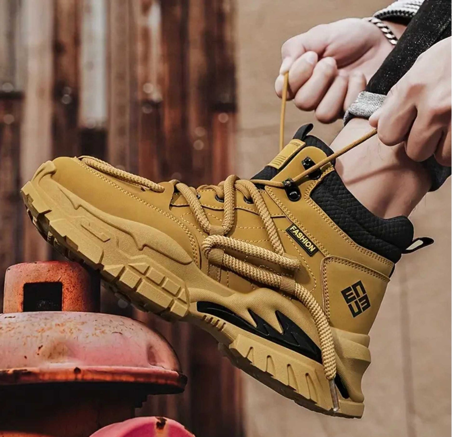 Men's Sneakers High-Top Work Boots, 2024 Fall Vintage Style